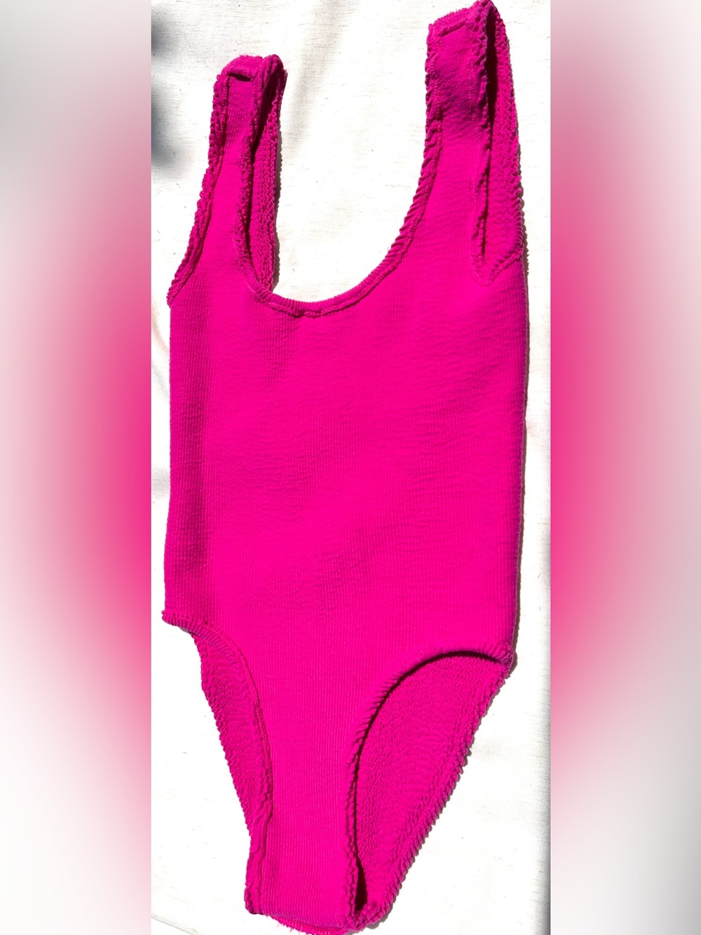 Zara Textured Swimsuit Fuchsia Round Neckline Wide Straps Size Medium NWT - Picture 12 of 12